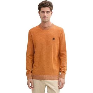 TOM TAILOR Gebreide trui voor heren met logo-badge, 37026 - pompoen oranje multicolor, XL