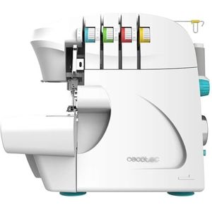 Cecotec BelleCouture OverLock naaimachine, 1100 omw/min snelheid, instelbare drukdruk, differentiële toevoer, 4-draads steekfuncties en accessoireset