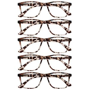OPULIZE NYX Blauwlichtfilterbril Dames/Heren - niet-verblindend UV400, veerscharnier, tegen vermoeidheid - 5 Stuks - Rechthoekig montuur - Bruin schildpattfarben, 5 Stuks - Bruine schildpad
