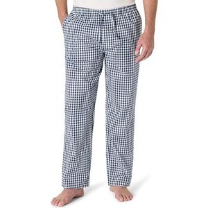 Amazon Essentials Men's Geweven pyjamabroek met rechte pasvorm, Marineblauw Gingham, XL