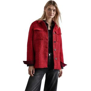 Street One Bouclé geruite damesjas, Infernal Red, 40