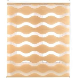 ECOMMERC3 | Rolgordijn voor nacht en dag, golvend, afmetingen 120 x 180 cm, elegant dubbel weefsel, stofgrootte 117 x 175 cm, eenvoudige installatie, beige