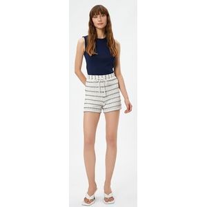 Koton Dames Ajore Katoenen Knitwear Shorts met trekkoord, Off White (001), XL