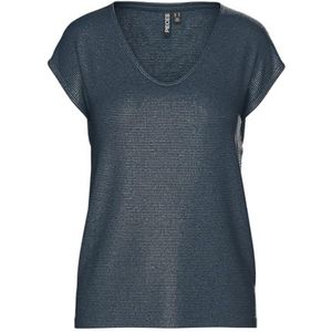 PIECES Pcbillo Tee Lurex Stripes Noos T-shirt voor dames, Reflecting Pond/Detail: lurex Gold, S