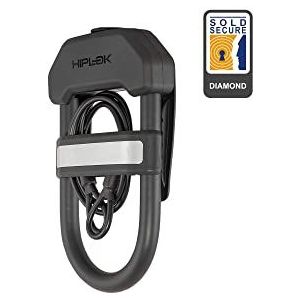 Hiplok DXC, Beugelslot met extra stalen kabel, Unisex, ALL BLACK, Sluitbereik: 15 cm x 8,5 cm + 100 cm