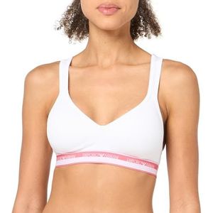 Emporio Armani Stretch Katoen Logoband Gewatteerde Bralette Wit, Wit, S