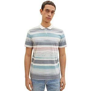 TOM TAILOR Heren 1035558 Polo shirt, 31511-Water Color Stripes Beige Base, M, 31511 - Water Color Stripes Beige Base, M