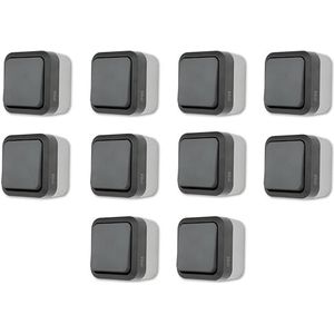 REV – 10 x wisselschakelaar AquaStorm spaarset – lichtschakelaar voor vochtige ruimtes, IP55, opbouw, 230V, 10A, antraciet
