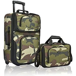 U.S. Traveler Rio Rugged Fabric Uitbreidbare handbagage set, Camouflage, 2 Wheel, Rio Rugged Fabric Uitbreidbare handbagage set