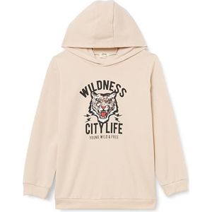Koton Boys's Hoodie Long Sleeve Tiger Bedrukt Soft Interior Sweatshirt, beige (055), 7-8 Jahre