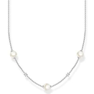 Thomas Sabo Dames ketting parels met witte stenen 925 sterling zilver KE2120-167-14-L45V, 38-45 cm, Sterling zilver, Zirkonia