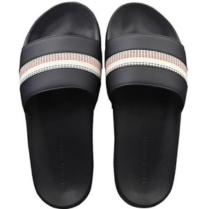 Tommy Hilfiger Dames Corporate Stripes Pool Slide Sandaal, Space Blue, 4 UK, Ruimte Blauw, 37 EU