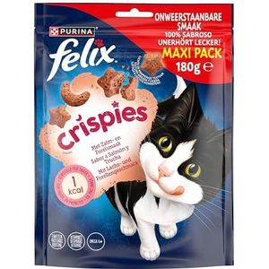 Purina Felix Crispies Ocean Snack Award voor katten met zalm en forel, 5 zakjes à 180 g