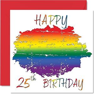 LGBT 25e verjaardagskaarten voor partner - Gelukkige 25e verjaardag - LGBT vijfentwintigste gelukkige verjaardagskaart voor partner van vriendin vriend, 145 mm x 145 mm Gay Pride LGBT-geschenken