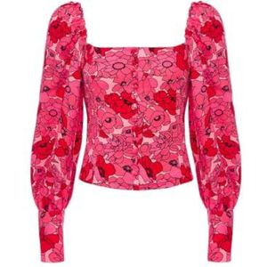 Swing Fashion Roze korsetblouse met gebloemde buffetmouwen Venice | maat 34, roze, 36