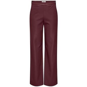 ONLY - Onlsmooth Hw Str Faux Lea Pant - Broek - Tawny Port - Regular Fit