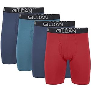 Gildan Heren katoenen stretch boxershort multipack (Pack van 4), Blue Cove/Hawaiian Blauw/Heather Red Mark (4-pack), M