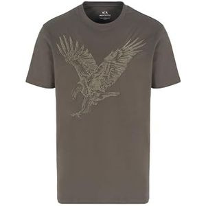 Armani Exchange Heren Large Embroidered Eagle Regular Fit Katoen Jersey T-shirt, black olive, S