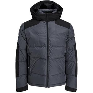 JACK & JONES Jcootis Puffer Sn Herenjas, Asfalt/detail: zwarte blokkering, L