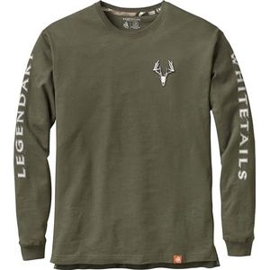 Legendary Whitetails Niet-typisch T-shirt met lange mouwen voor heren, Leger, XL