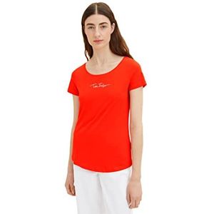 TOM TAILOR Dames T-shirt 1036192, 15612 - Fever Red, S