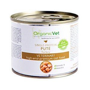 OrganicVet Veterinary Natvoer voor katten, eenpersoons eiwit, kalkoen, 6 stuks (6 x 200 g)