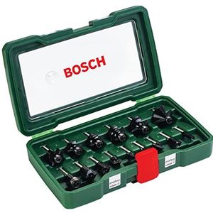 Bosch 15-delige hardmetalen frezenset (voor hout, schacht-Ø 1/4"", accessoire bovenfrees)