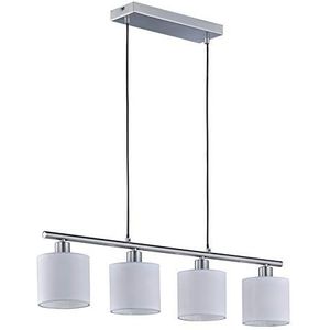 Reality Leuchten Tommy R30334001 hanglamp, mat nikkel, stoffen kap wit