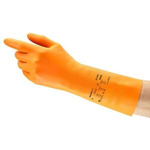 Ansell AlphaTec 87-955 handschoenen voor chemische stoffen, multifunctionele werkhandschoenen, hoge bestendigheid tegen chemicaliën, katoen velours interieur, maat XL (12 paar), oranje