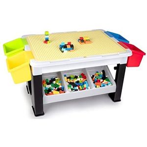Eddy Toys 300-Delige Set Speelgoed - Speeltafel: 48 x 35 x 31 Cm - 291 Bouwblokken - Opbergruimte - Plastic