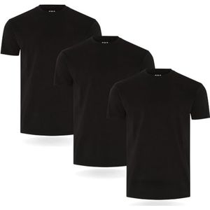 FM London Heren 3/5-pack Premium Weight T-shirt met korte mouwen, Zwart (3 Pack), S