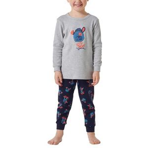 Pyjama set pyjama warme kwaliteit badstof - fleece - interlock - maat 92 tot 140, grijs-gemêleerd: 181865, 104 cm