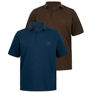 JP 1880 Heren poloshirt Piquee 1/2, dubbelpak T-shirt, donker taupe, 5XL, Donker taupe, 5XL