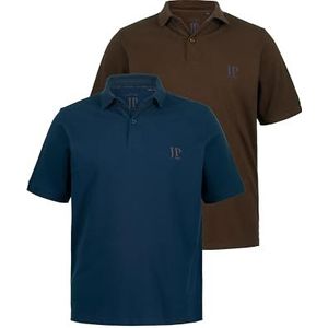 JP 1880 Heren poloshirt Piquee 1/2, dubbelpak T-shirt, donker taupe, 8XL, Donker taupe, 8XL