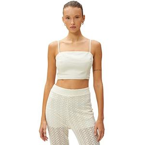 Koton Dames Linen Blended Crop Blouse, beige (063), 36