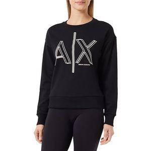 Armani Exchange Vrouwen duurzaam, bidimensionaal bedrukt logo, sweatshirt, zwart, XL, zwart, XL