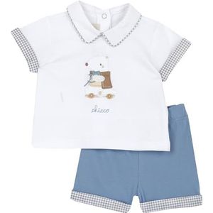 Chicco Elegante 2-Delige Set Van T-Shirt En Korte Broek baby-jongens, Blauw, 3M, Design in Italië