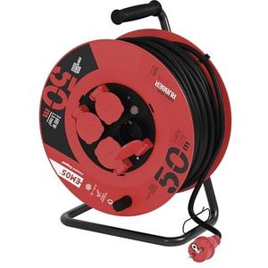 Emos - P08250 - Kabelhaspel - 50 Meter - 4 Stopcontacten - Olie & Weersbestendig - Slijtvast - Rubber