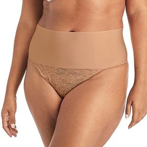 Maidenform Dames Tame Your Tummy Shaping Lace Thong met Cool Comfort Taille Shapewear, Karamel Swing Kant, S