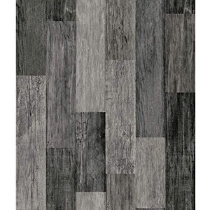 ROOMMATES Black Plakbehang, hout-Weathered Wood Plank, Vinyl