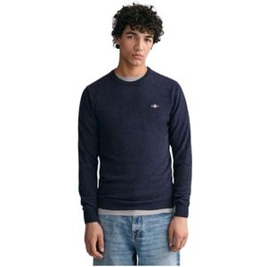 GANT Heren Lamswol Crew Neck Jumper - 87211 - Donkerblauw Melange, Donker Navy Melange, 3XL