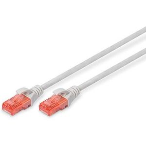 DIGITUS LAN kabel Cat 6 - 2m - RJ45 netwerkkabel - UTP niet afgeschermd - Compatibel met Cat-6A & Cat-5e - Grijs