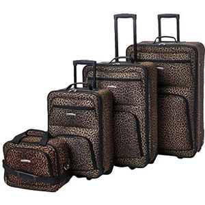 Rockland 4-delige bagageset, eenheidsmaat, 4-delige bagageset, eenheidsmaat, 4-delige bagageset, luipaard, Eén maat, Jungle Softside Rechtopstaande bagageset