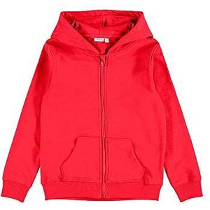 NAME IT Nkfnasweat Card W Hood Unb Noos Hoodie-jas voor meisjes, Tomato Puree, 104 cm