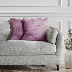 DecoKing 58398 2-delig 2 kussenslopen 45x45 cm microvezel ritssluiting fleece kussenhoezen paars Henry