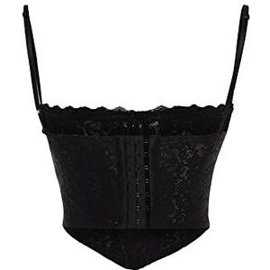 Trendyol Dames Glam Crop Sweetheart Knit Bustier, Zwart, 34, Zwart, 38