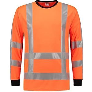 Tricorp 103002 Safety EN ISO 20471 Birdseye T-shirt met lange mouwen, 50% polyester/50% polyester, CoolDry, 180g/m², fluororanje, maat 7XL