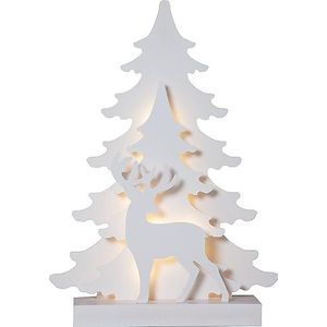 EGLO Led-kerstdecoratie, kerstsilhouet van hout met hert, winterlandschap met timer en batterij-aangedreven verlichting, warmwit