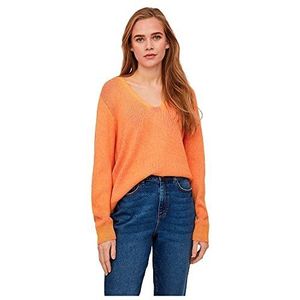 Vila Dames Viril Multi V-hals L/S Knit Top-Noos gebreide trui, Solar Power/Detail: w. Pink Yarrow, XS