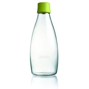 Retap ApS Retap waterfles 0,8 l met deksel geschenkdoos van FSC-gecertificeerd karton, borosilicaatglas, groen (bosgroen) 0,8 / large